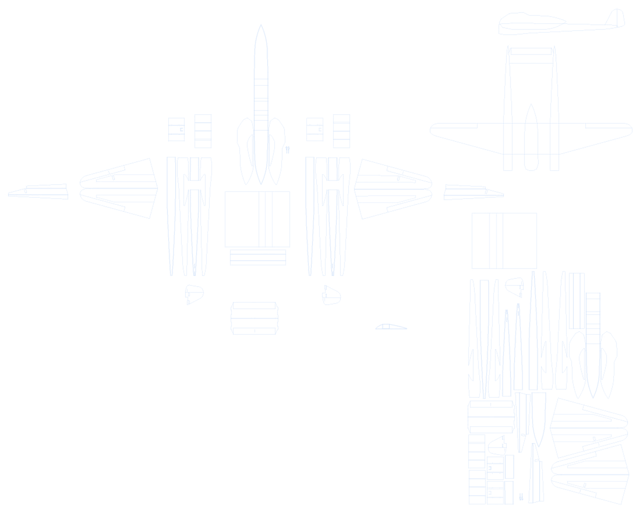 Adobe Illustrator cut plans for the FW-189: every foamboard part laid out flat, with side and top views of the aircraft