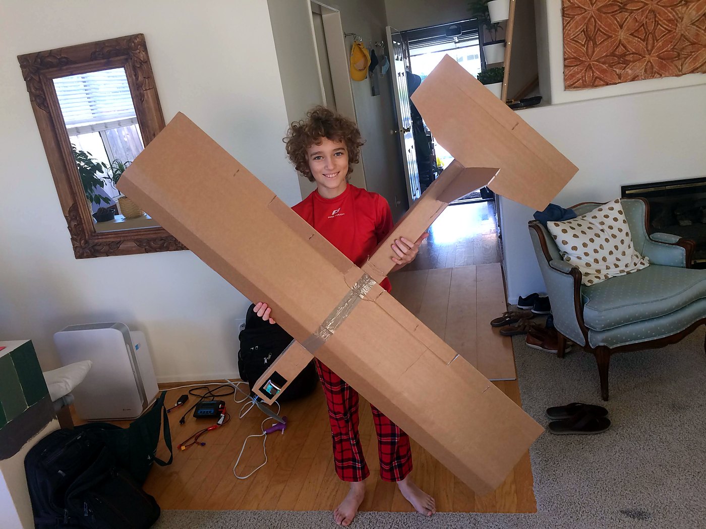 Mother Hen just after it was built, held up indoors